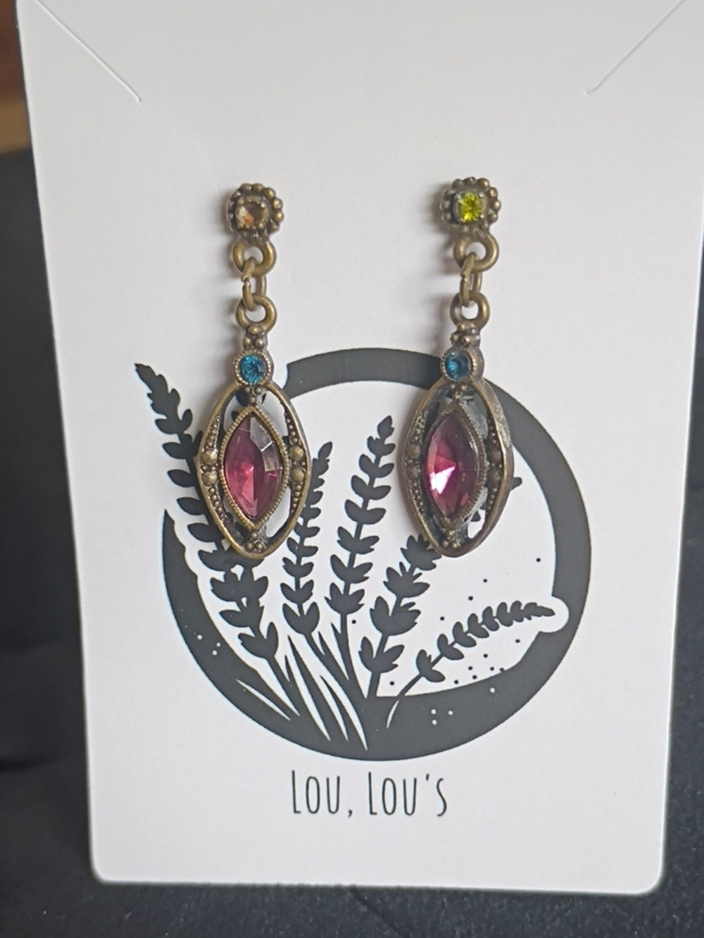 Crystal Drop Earrings with Antique Gold Setting